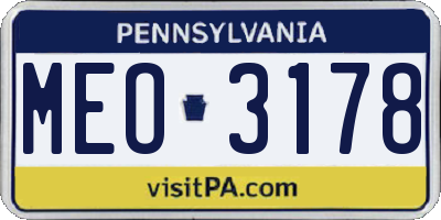 PA license plate MEO3178