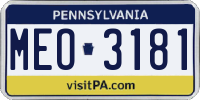 PA license plate MEO3181