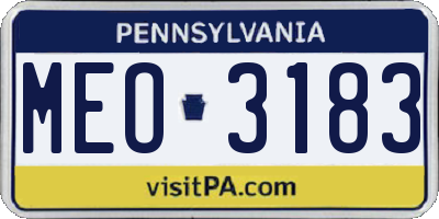 PA license plate MEO3183