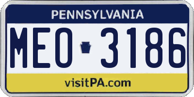 PA license plate MEO3186