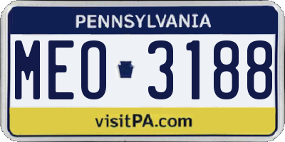 PA license plate MEO3188