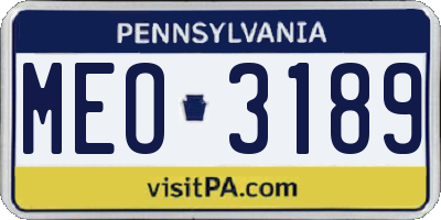 PA license plate MEO3189