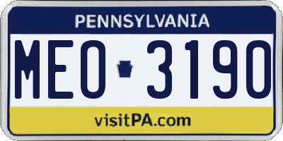 PA license plate MEO3190