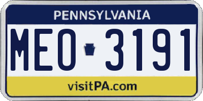 PA license plate MEO3191