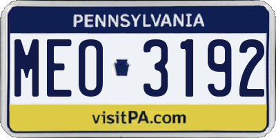 PA license plate MEO3192