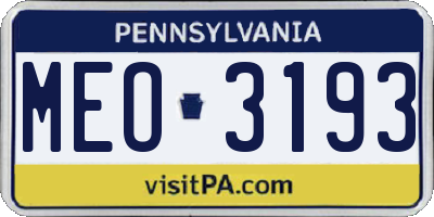 PA license plate MEO3193