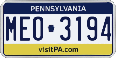 PA license plate MEO3194