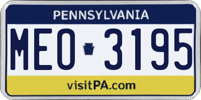 PA license plate MEO3195