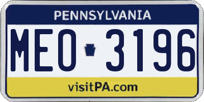PA license plate MEO3196