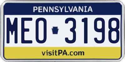 PA license plate MEO3198