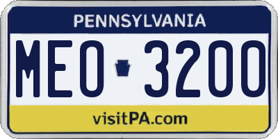 PA license plate MEO3200