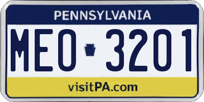 PA license plate MEO3201