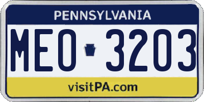 PA license plate MEO3203