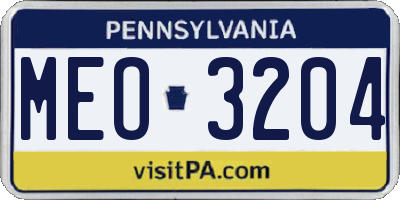 PA license plate MEO3204