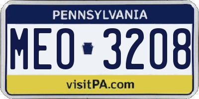 PA license plate MEO3208