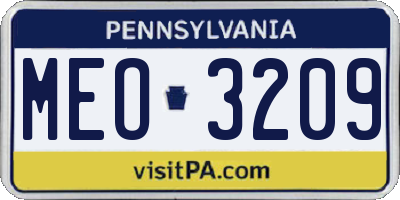 PA license plate MEO3209
