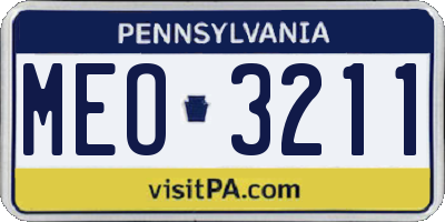 PA license plate MEO3211