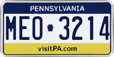 PA license plate MEO3214