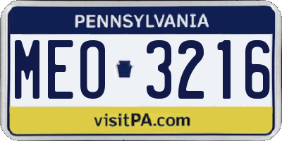 PA license plate MEO3216