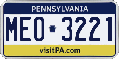 PA license plate MEO3221