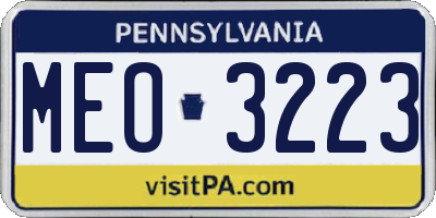 PA license plate MEO3223
