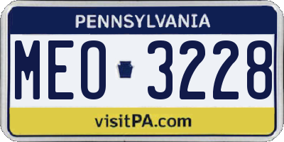 PA license plate MEO3228