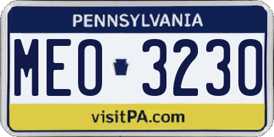 PA license plate MEO3230