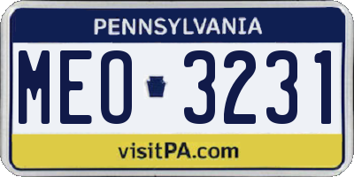 PA license plate MEO3231