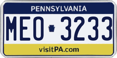 PA license plate MEO3233