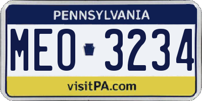 PA license plate MEO3234