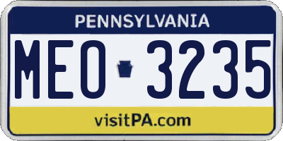 PA license plate MEO3235