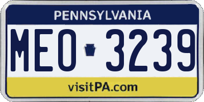 PA license plate MEO3239