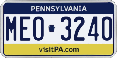 PA license plate MEO3240