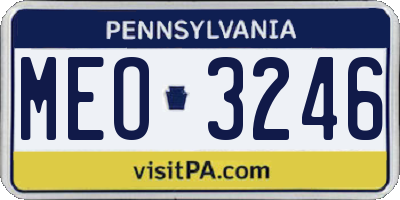 PA license plate MEO3246