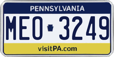 PA license plate MEO3249