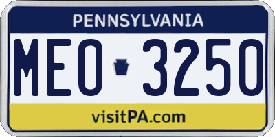 PA license plate MEO3250