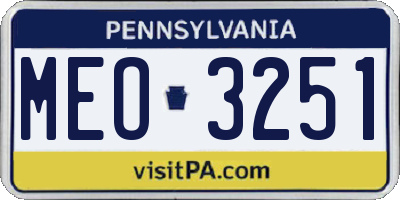 PA license plate MEO3251
