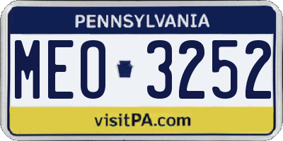 PA license plate MEO3252