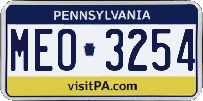 PA license plate MEO3254