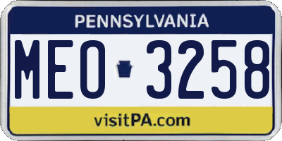 PA license plate MEO3258