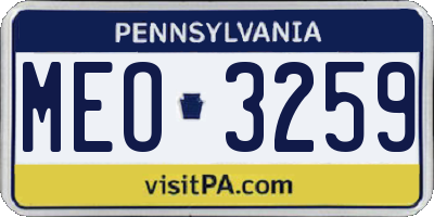 PA license plate MEO3259
