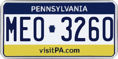 PA license plate MEO3260