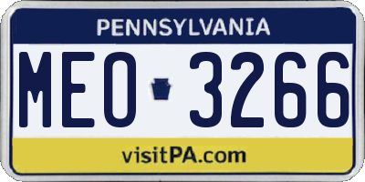 PA license plate MEO3266