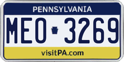 PA license plate MEO3269