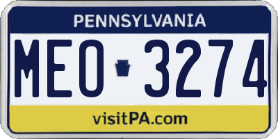 PA license plate MEO3274