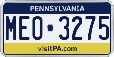 PA license plate MEO3275