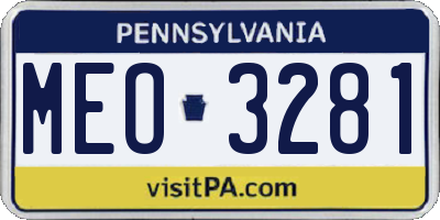 PA license plate MEO3281