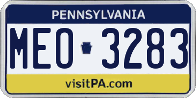 PA license plate MEO3283