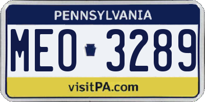 PA license plate MEO3289