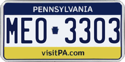 PA license plate MEO3303